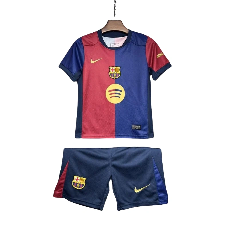 24-25 Barcelona Home Kids Kit Soccer Jersey+Shorts