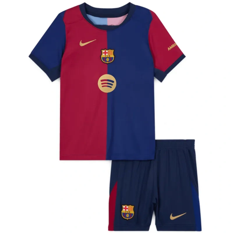 24-25 Barcelona Home Kids Kit Soccer Jersey+Shorts