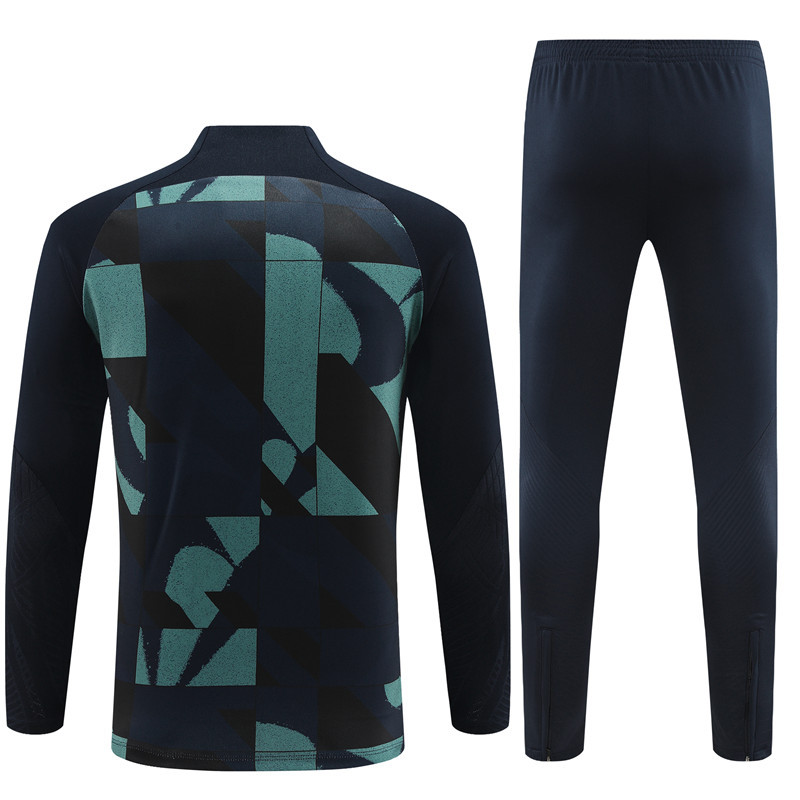 23-24 Barcelona Adults And Kids Training Suits Black&Green Tracksuits Jerseys