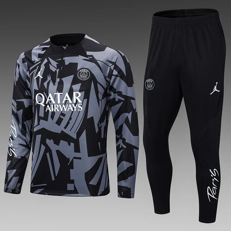 2024/2025 Paris Saint-Germain Half-Pull Training Suit Black Gray Football Shirt