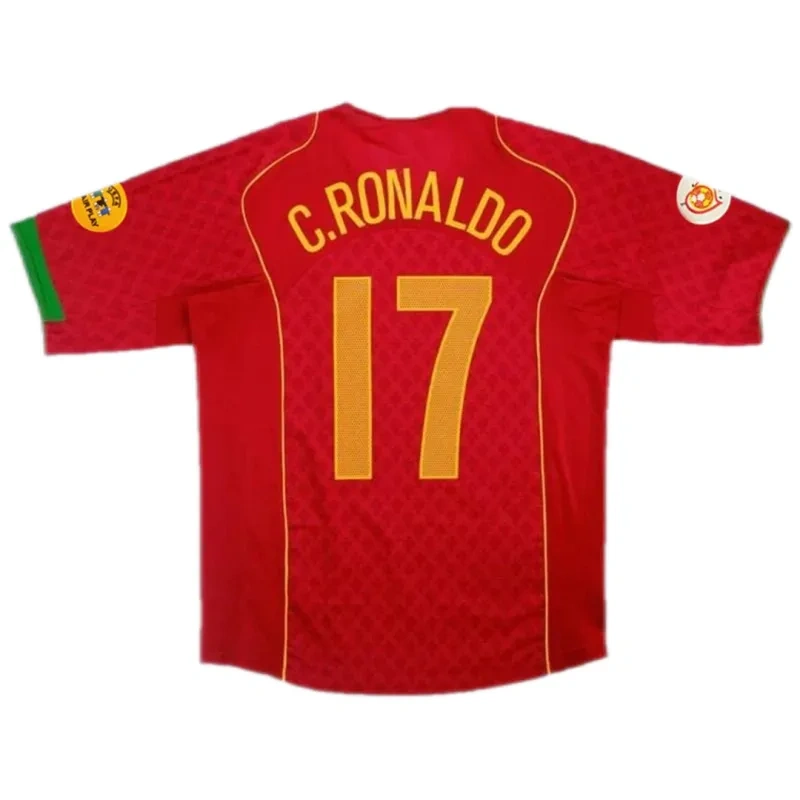2004 Portugal Retro Jersey Home Euro Cup