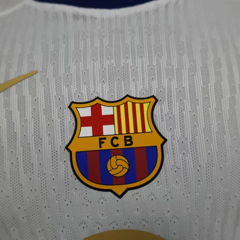 2024-25 Barcelona Home Player Version Shirt White Jersey Without Spofity Text