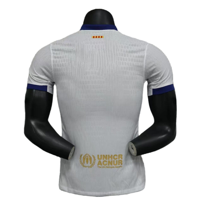2024-25 Barcelona Home Player Version Shirt White Jersey Without Spofity Text