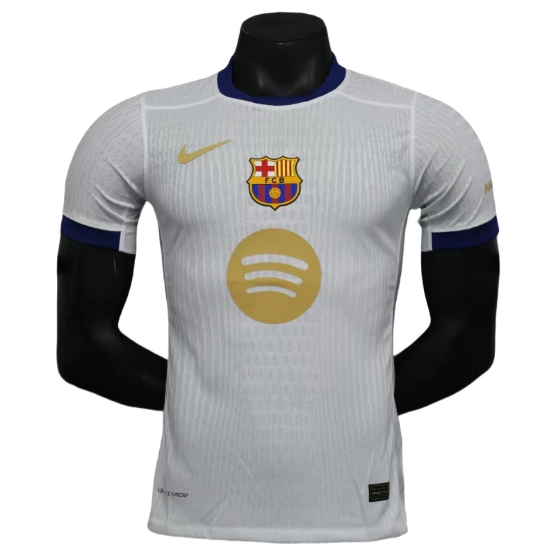2024-25 Barcelona Home Player Version Shirt White Jersey Without Spofity Text