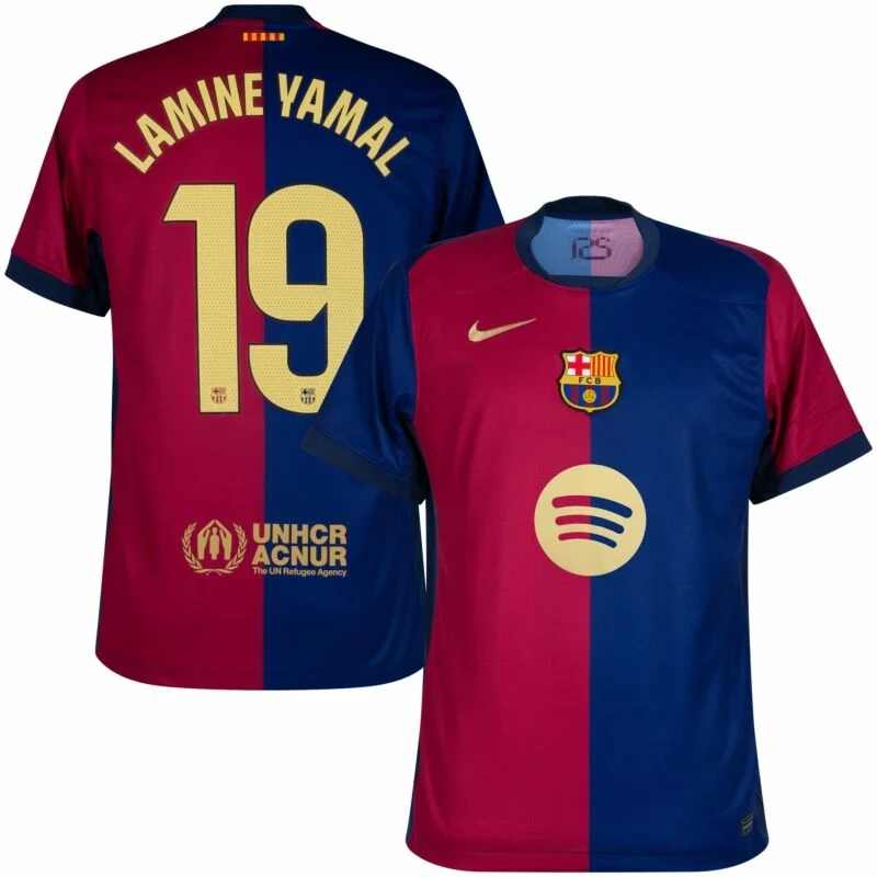 Barcelona Home  Lamine Yamal 19 Shirt  (La Liga) 2024-2025  player Version Size S-2XL
