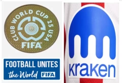 club world cup 25 usa badge & football unites the world (blue) badge & kraken sponsor（atletico madrid home）