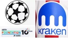 24/26 ucl & uefa foundation 10 years badge & kraken sponsor(atletico madrid home)