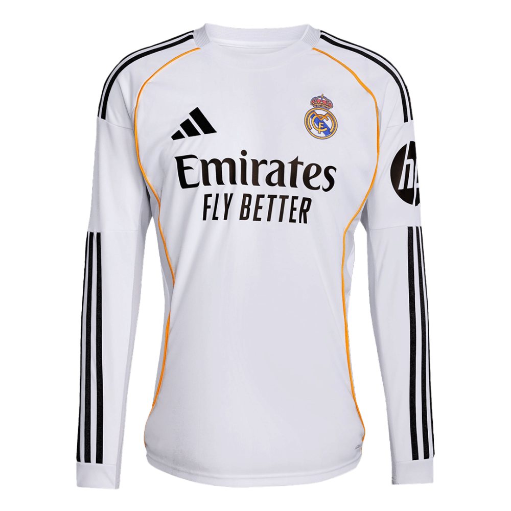 Real Madrid Long Sleeve Jersey Home Football Shirt 2025-26 Fan version