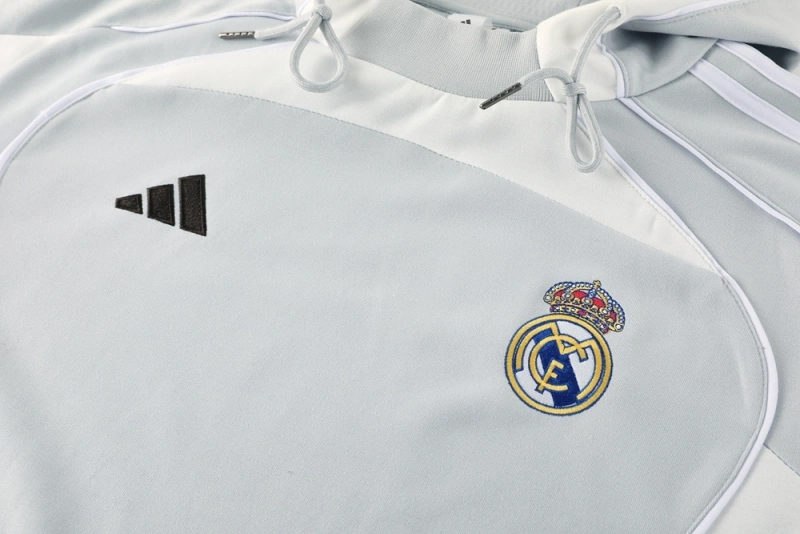 Real Madrid Training Kit Light Grey 2025-26  (Jacket+Pants)