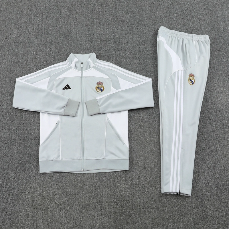 Real Madrid Training Kit White&Grey 2025-26 (Jacket+Pants)