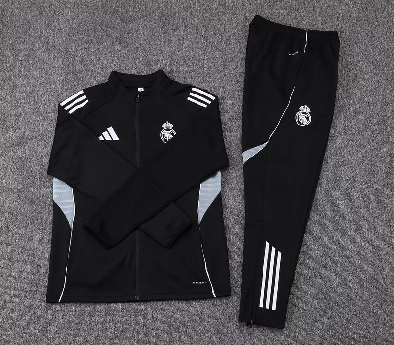 25-26 Real Madrid Black Football Tracksuits Long Jacket Suits