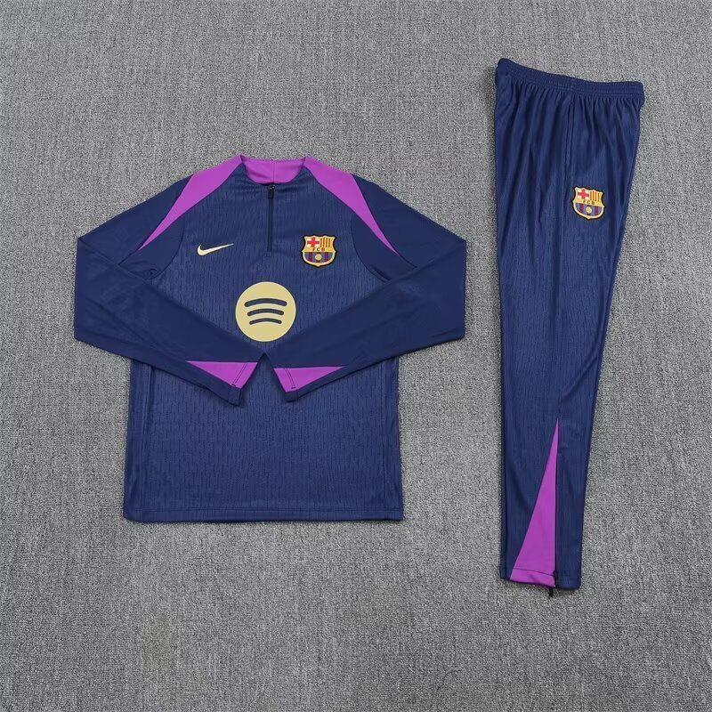 25-26 Barcelona Navy Training Kits Long Football Track suits