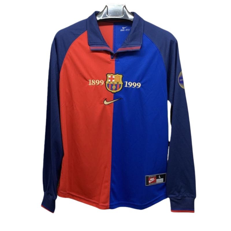 1999/2000 Retro Barcelona Home Long sleeves 100th Anniversary Version Football