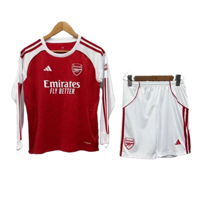 Arsenal 2025-26 Custom Home Long Sleeve Kids Football Kit & Jersey – Buy Online