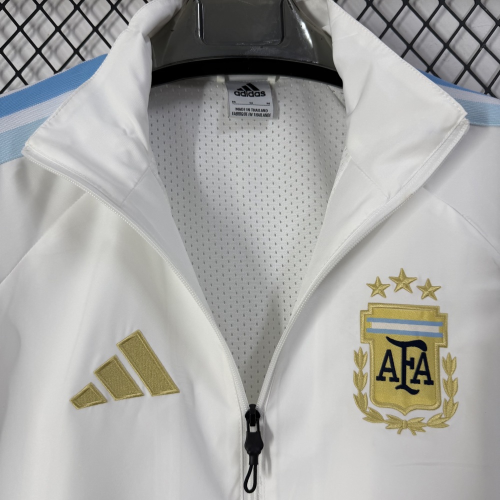 2026 Argentina World Cup White Classic Casual Training Windproof Jacket