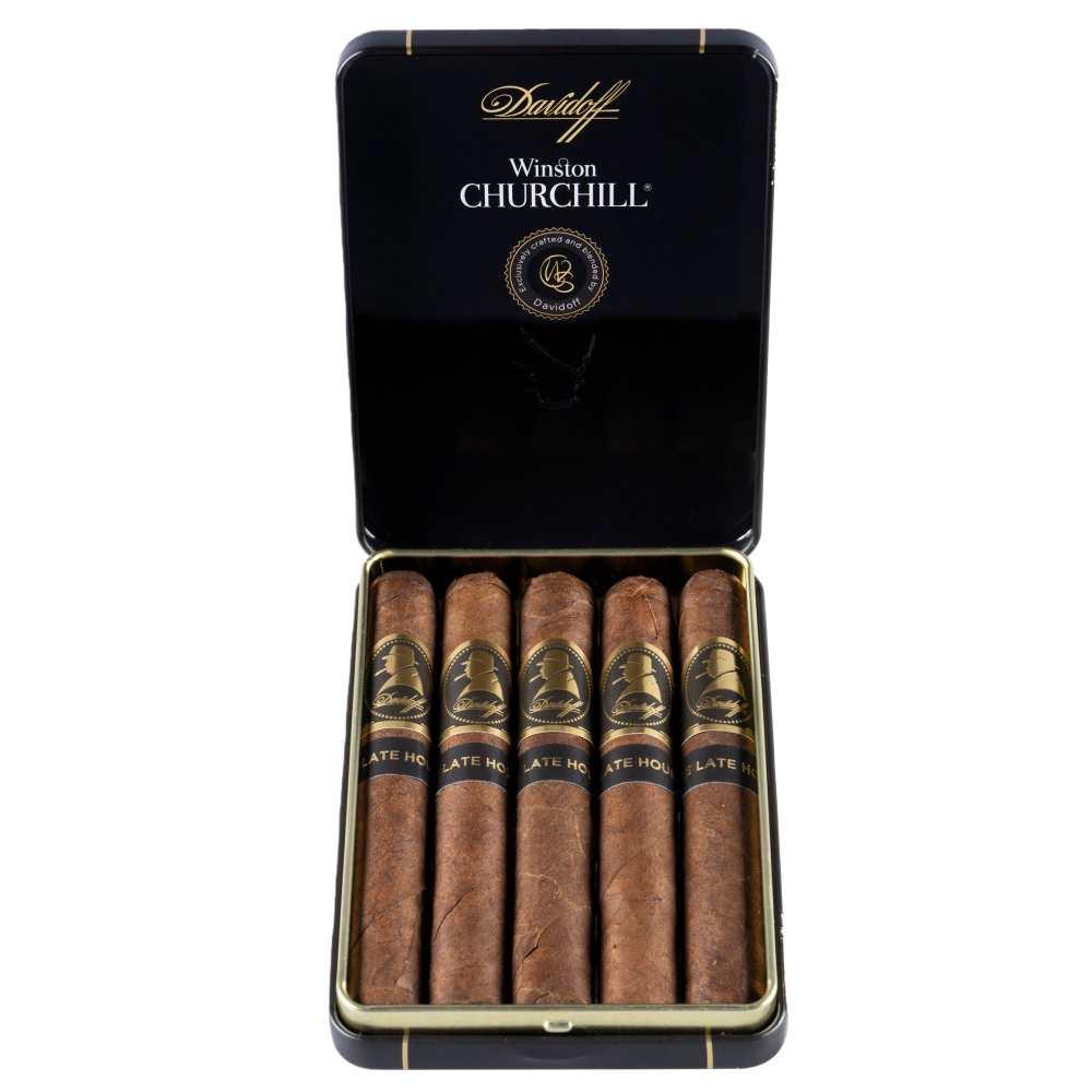 DAVIDOFF WINSTON CHURCHILL THE LATE HOUR PETIT PANETELA 25s 大卫杜夫 温斯顿 丘吉尔 至暗时刻 小宾丽 铁盒 5支/盒x5盒