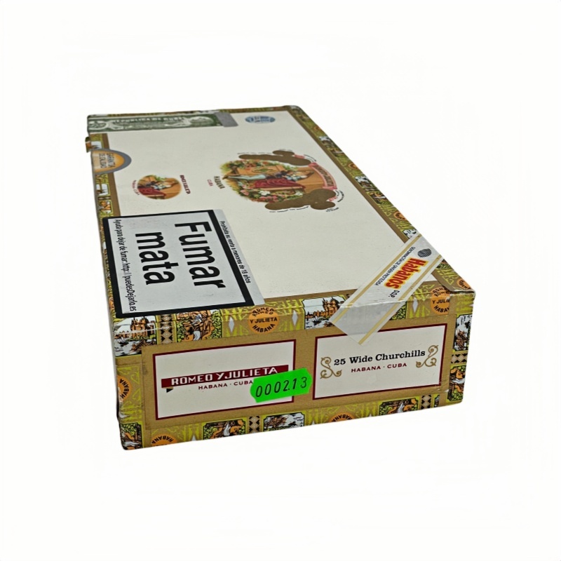 ROMEO Y JULIETA WIDE CHURCHILLS 25s 罗密欧与朱丽叶 宽丘吉尔 25支  破损样盒 编号 （213）