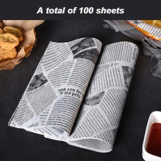 Disposable food grade wrapping paper burger packaging greaseproof paper custom size printing greaseproof paper