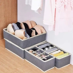Multifunctional cotton and linen 7-compartment underwear storage box foldable clothing storage box