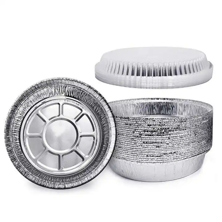 New round tin box food storage foil box aluminum foil container with lid