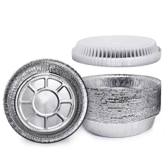 New round tin box food storage foil box aluminum foil container with lid
