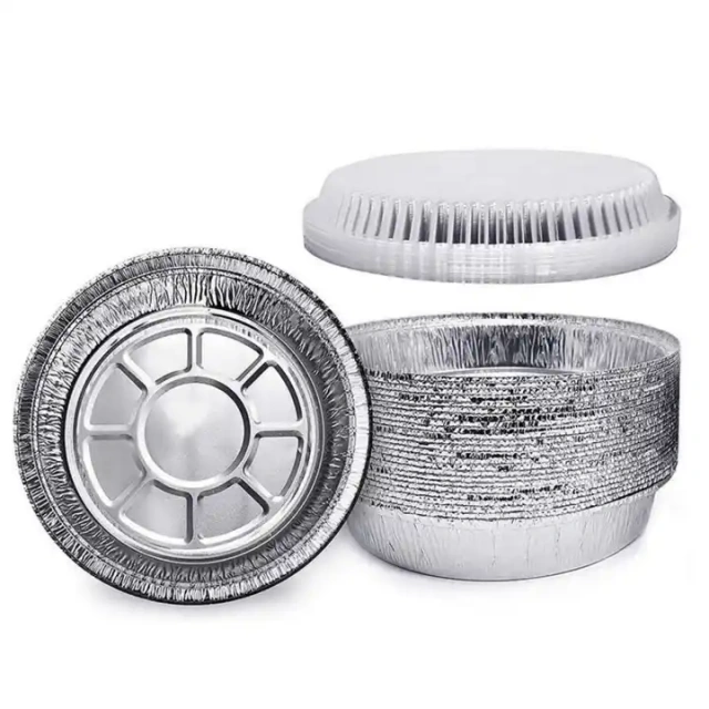 New round tin box food storage foil box aluminum foil container with lid