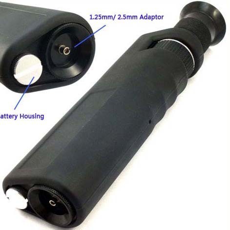 400X 手持式光纤显微镜，用于光纤端面检查，带 1.25 毫米和 2.5 毫米适配器