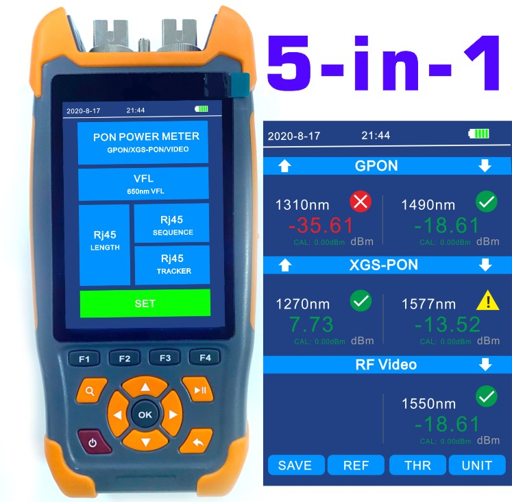 Medidor de potencia PON 10G FF-3217 Prueba de fibra activa 10G EPON XGPON XGSPON 1270/1310/1490/1550/1577nm