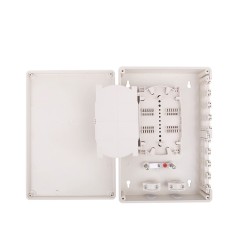 ABS-Kunststoff-Klemmenkasten 24-adrig mit Spleißfach für Wand- oder Rackmontage, Größe 300 x 210 x 55 mm
