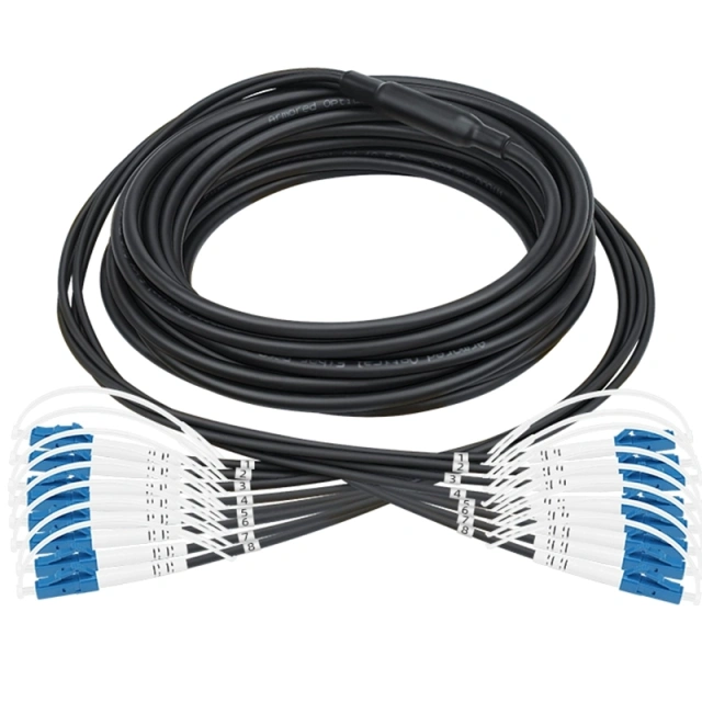 Armored Optical Fiber Cable Patch Cord 8 cores 5.0mm TPU LC UPC - LC UPC