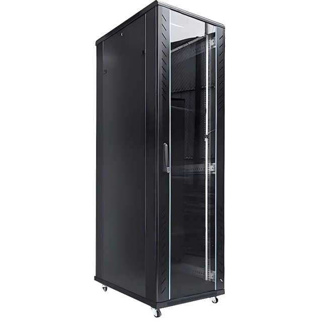 Netzwerk- und Serverschrank der Serie F2 mit Glasfronttür und Stahlrücktür