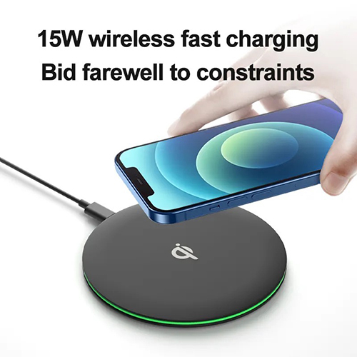 Qi Certified 15w Fast Charging Wireless Portable Custom Mobile Phone Round Qi Wireless Charging Pad