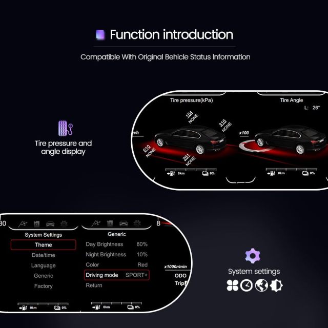 12.3 Inch Car Digital Dashboard Instrument Cluster for BMW X5 E70 2007-2013 Digital Speedometer Replacement with HUD Screen 1080P (for X5 E70）
