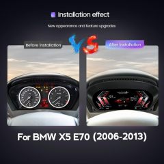12.3 Inch Car Digital Dashboard Instrument Cluster for BMW X5 E70 2007-2013 Digital Speedometer Replacement with HUD Screen 1080P (for X5 E70）