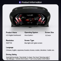 12.3 Inch Car Digital Dashboard Instrument Cluster for BMW X5 E70 2007-2013 Digital Speedometer Replacement with HUD Screen 1080P (for X5 E70）