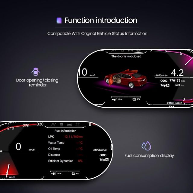 12.3 Inch Car Digital Dashboard Instrument Cluster for BMW X6 E71 E72 2007-2013 LCD Instrument Dashboard Speedometer Screen 1080P (for X6 E71 E72）