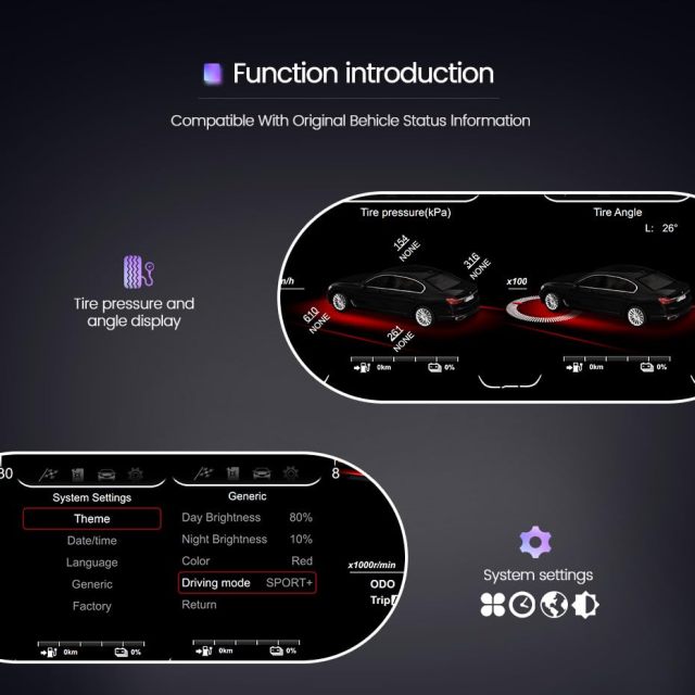 12.3 Inch Car Digital Dashboard Instrument Cluster for BMW X6 E71 E72 2007-2013 LCD Instrument Dashboard Speedometer Screen 1080P (for X6 E71 E72）