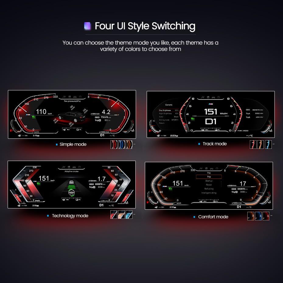 12.3 Inch Car Digital Dashboard Instrument Cluster for BMW X6 E71 E72 2007-2013 LCD Instrument Dashboard Speedometer Screen 1080P (for X6 E71 E72）