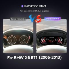12.3 Inch Car Digital Dashboard Instrument Cluster for BMW X6 E71 E72 2007-2013 LCD Instrument Dashboard Speedometer Screen 1080P (for X6 E71 E72）