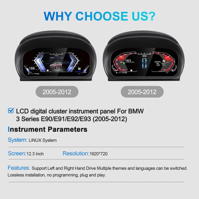 BMW 3 Series E90 E91 E92 E93 2005 2012 Digital Cluster Dashboard Automotive Auto Speedometer Panel Tachometer