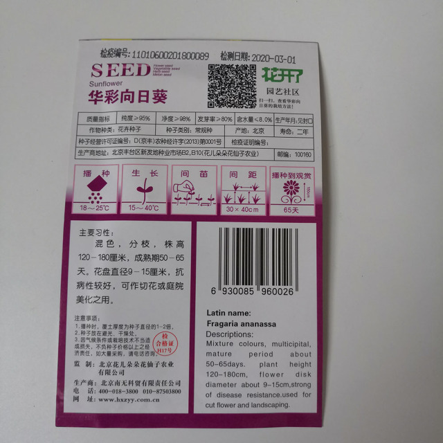 Mix color sunflower seeds 20 seeds/bags