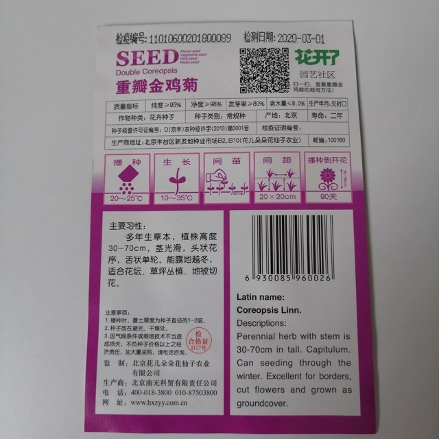 Polyphyll Coreopsis basalis seeds 46 seeds/bags