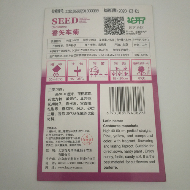 Centaurea cyanus seeds 20 seeds/bags