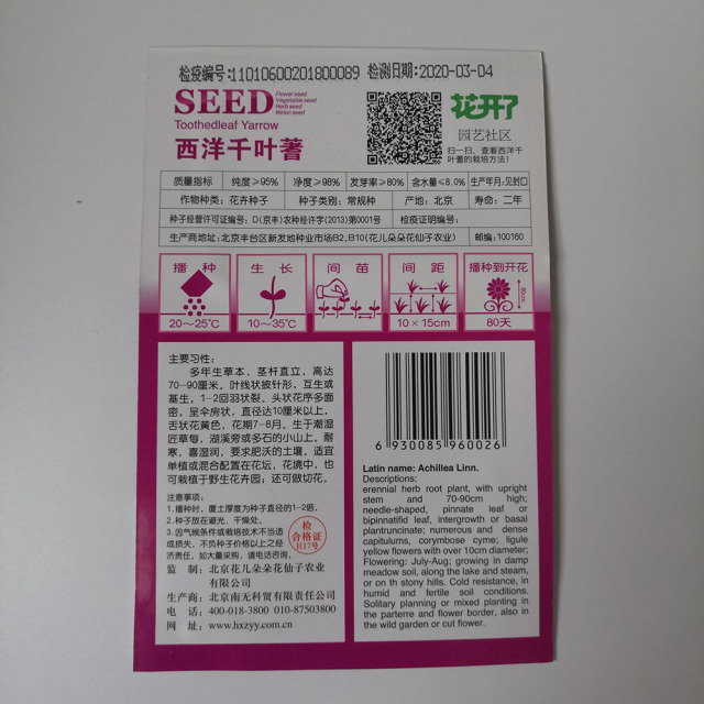 Yarrow seeds 50 seeds/bags