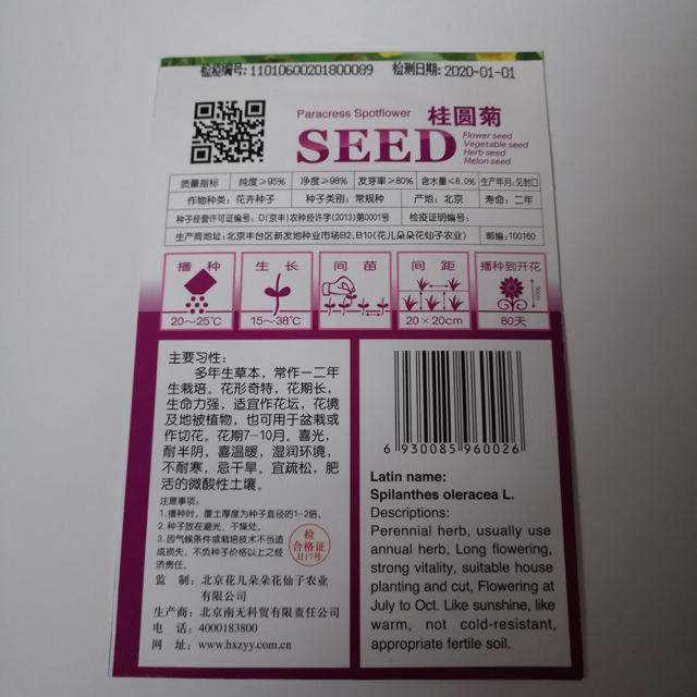 Spilanthes oleracea seeds 30 seeds/bags