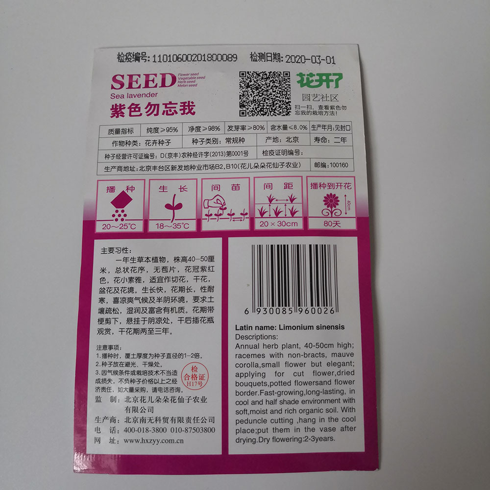 Purple forgot me not seeds 20 seeds/bags
