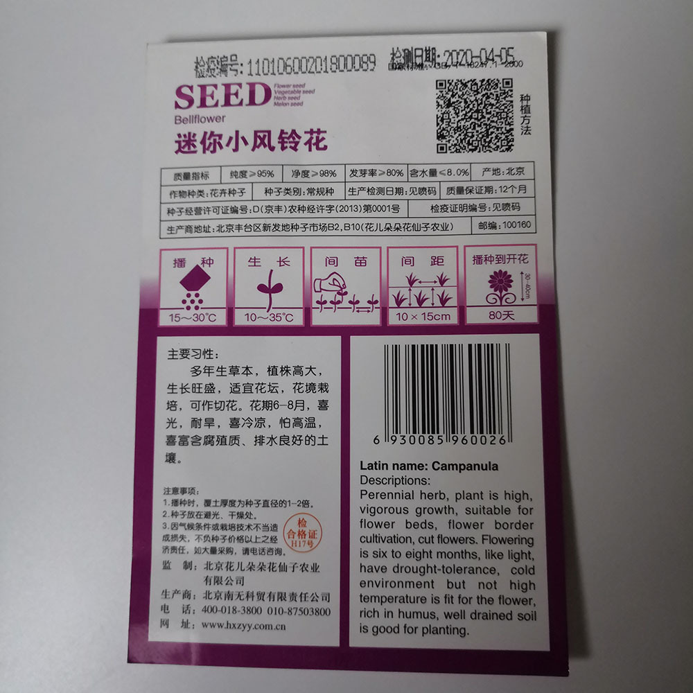 Mini bellflower seeds 50 seeds/bags