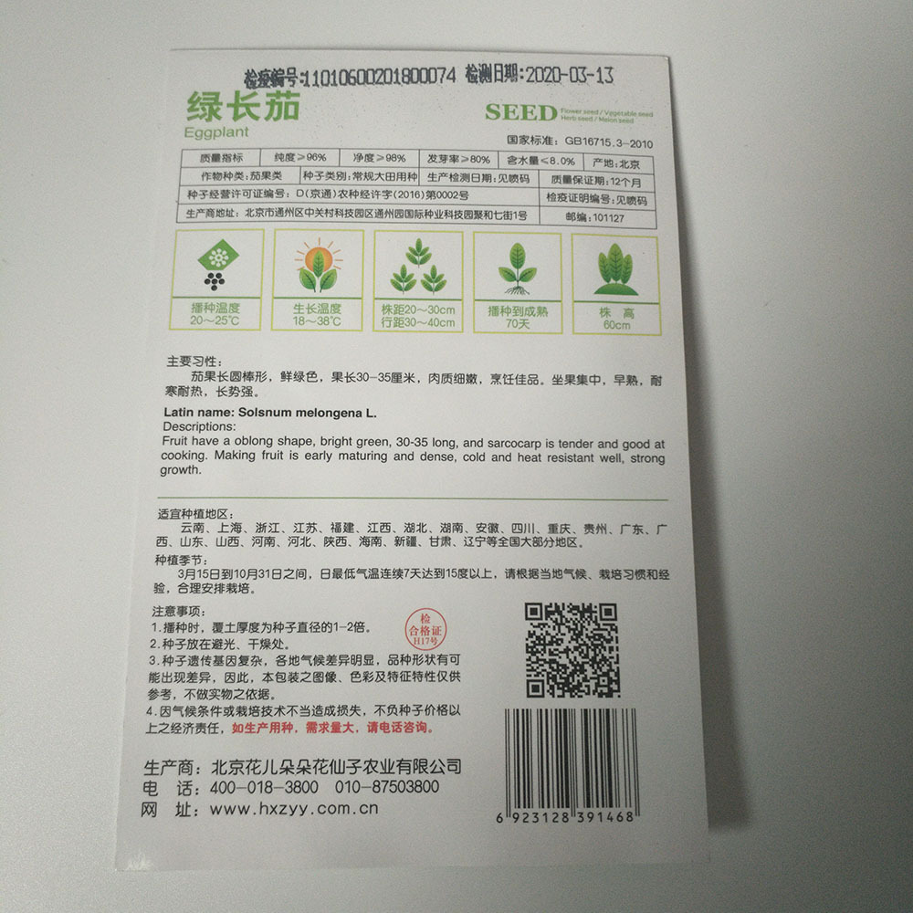 Green eggplant seeds 15 seeds/bags