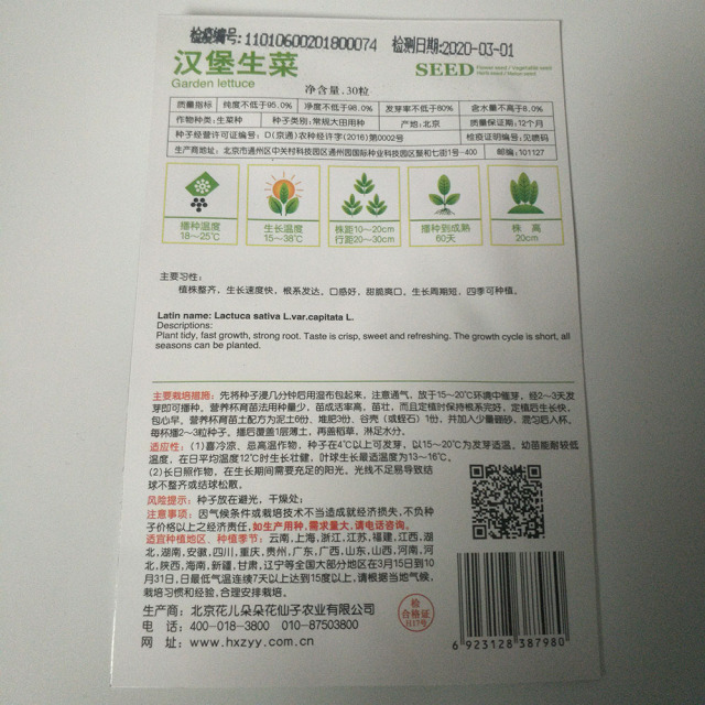 Garden lettuce seeds 30 seeds/bags