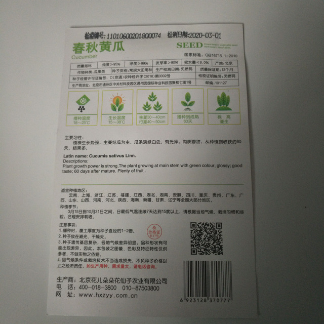 Spring cucumber seeds 20 seeds/bags